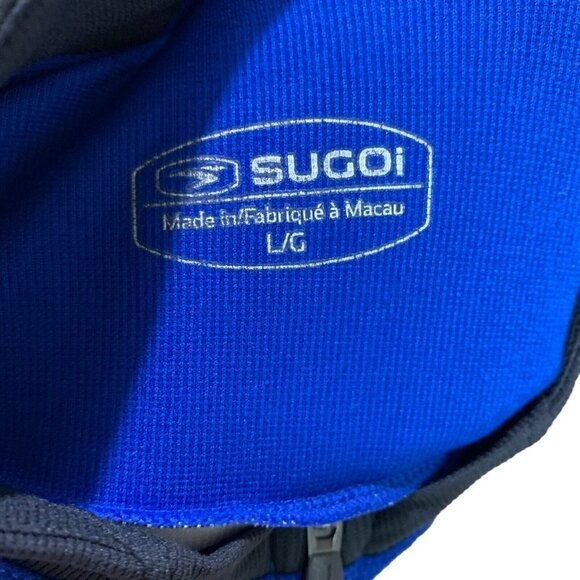 Sugoi Men's L Large Fitted Cycling Jersey Blue Full Zip Water Bottle Pocket Blue - Picture 8 of 8